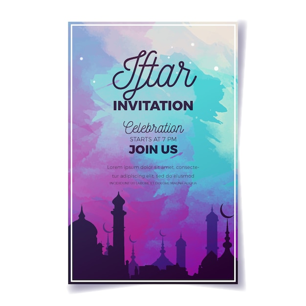 Aquarela de convite de festa iftar