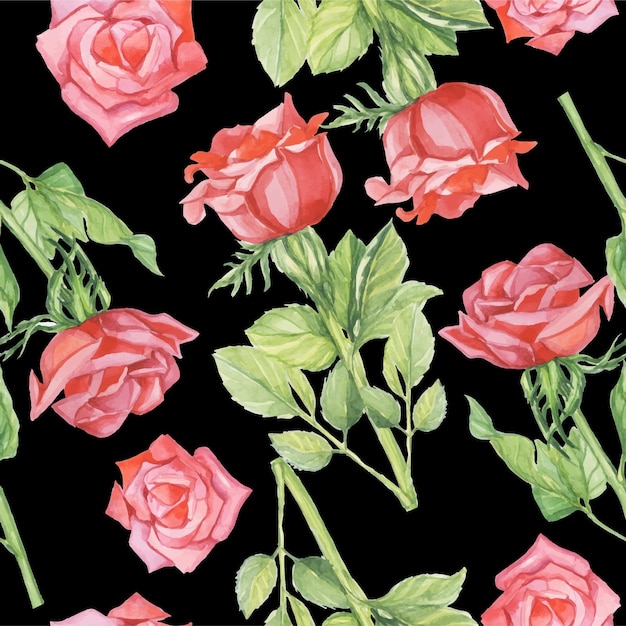 Aquarela de flores padrão de rosas