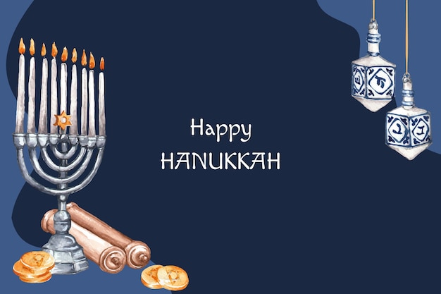 Vetor aquarela de fundo de hanukkah