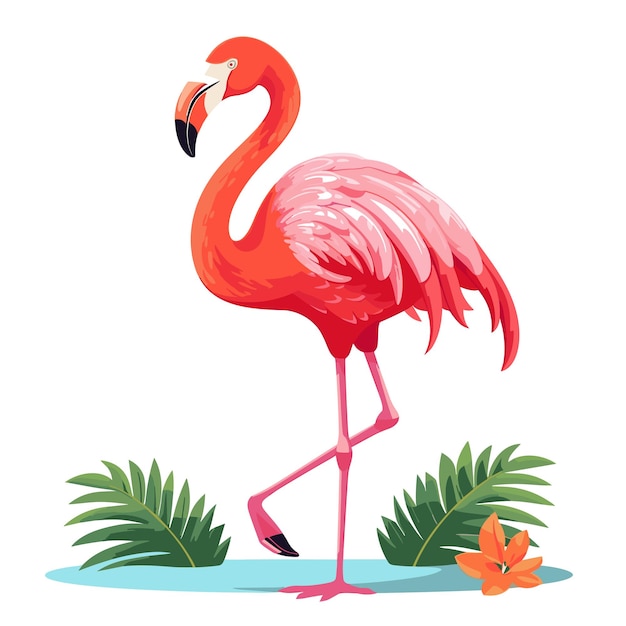 Aquarela flamingo ilustração vetorial pássaro desenho animado