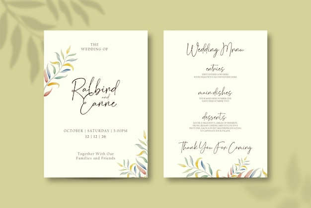 Aquarela Floats folha cartão de convite de casamento