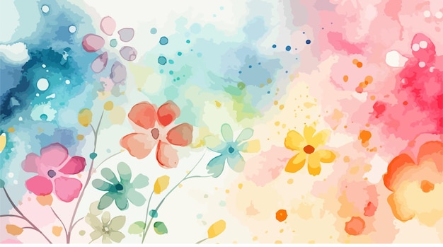 Vetor aquarela flor abstrata fundo arte pintura desenho papel de parede vetor ilustração generativo ai multicolorido floral brilhante pano de fundo banner com pétala e folhas pincel artístico grunge estilo moderno