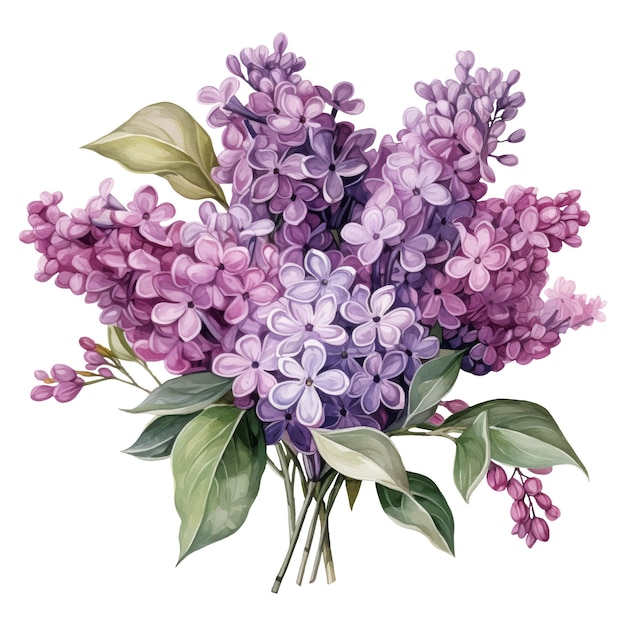 Aquarela flor de lilás ilustração ai generative