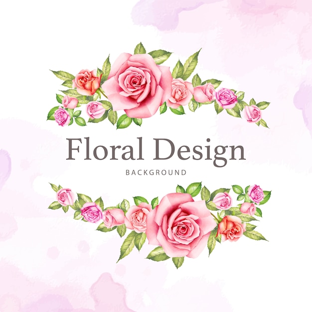 Aquarela floral e deixa o design de cartão de casamento