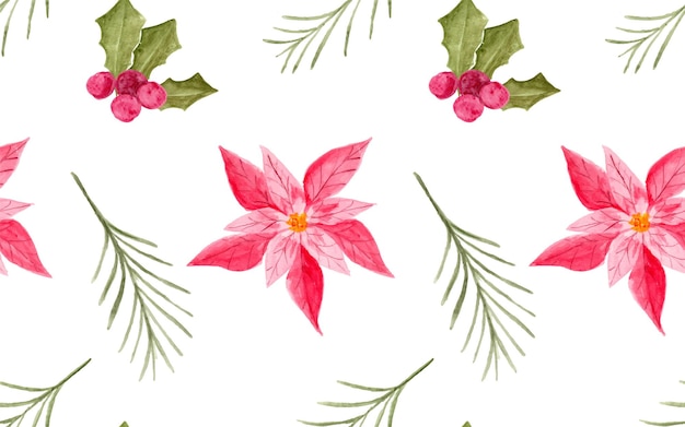 Aquarela floral padrão sem emenda de Natal