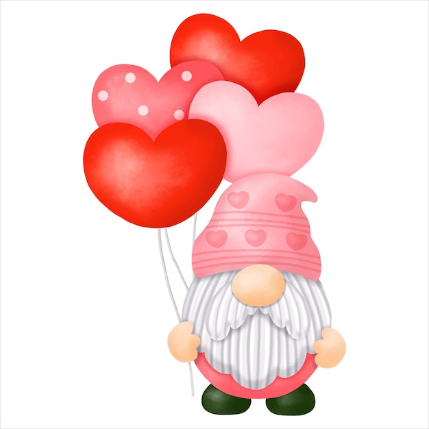 Aquarela Gnomes Valentine Clipart, Pintura digital