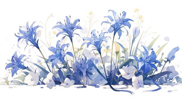 Vetor aquarela ilustração de padrão de agapanthus vintage com fundo branco