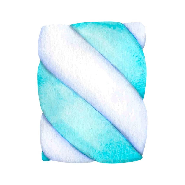 Vetor aquarela ilustração vetorial cor pastel doce marshmallow torções torcido branco azul doce lanche