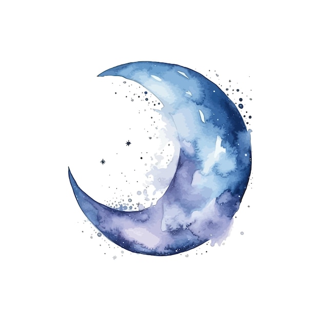 Aquarela lua crescente fundo branco