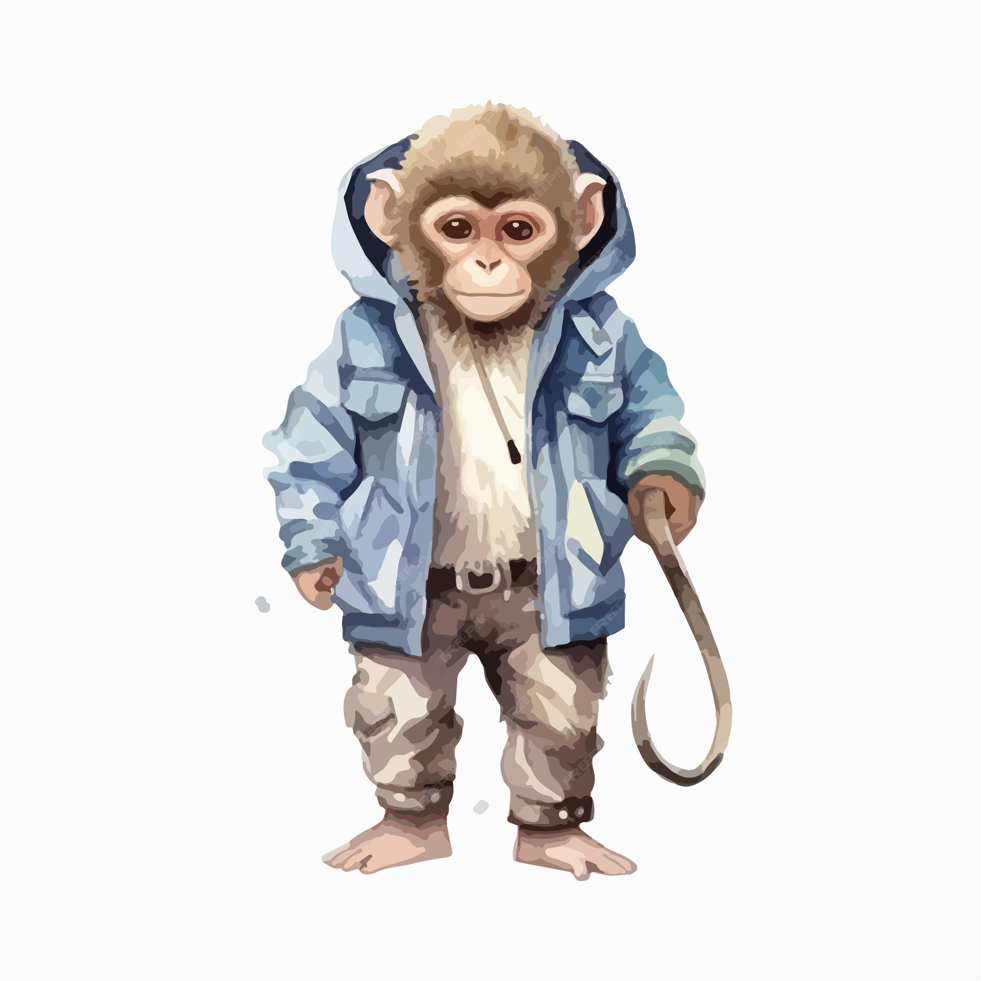 Design PNG E SVG De Macaco Aquarela Sentado Para Camisetas