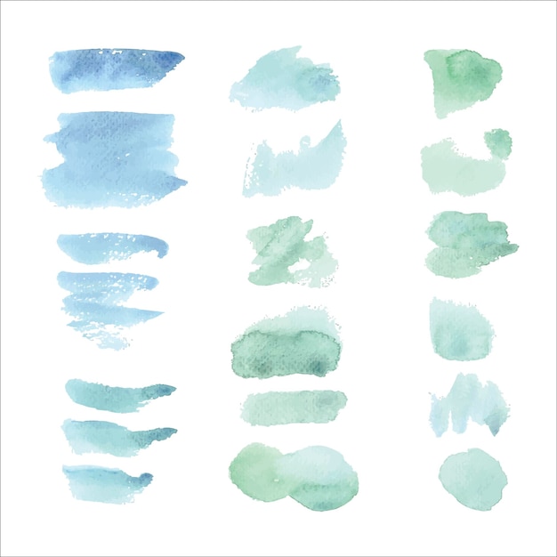 Aquarela manchas verdes e azuis paisagem abstrata ilustração vetorial