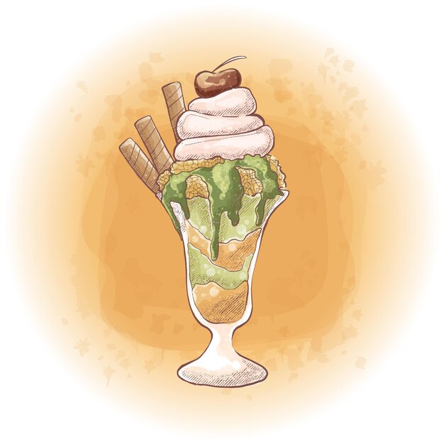 Aquarela matcha iced drinks summer cold dessert drinks graphics 01