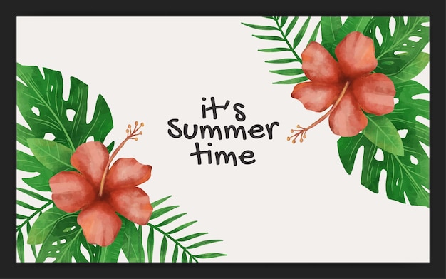 Aquarela modelo de fundo de bandeira da temporada de verão tropical