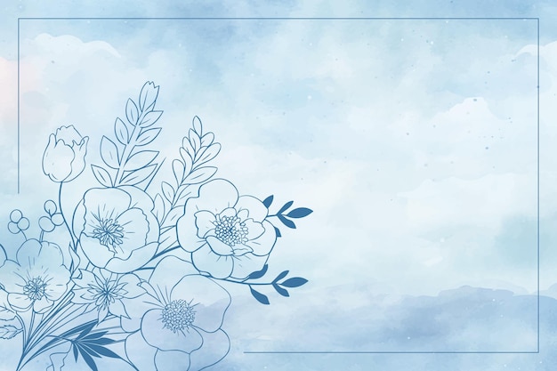 Aquarela pintada à mão com fundo floral