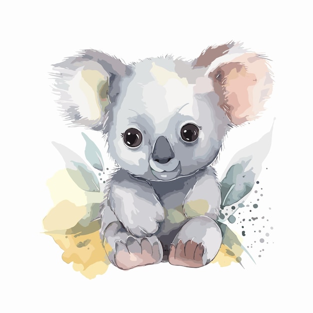 Aquarela retrato de urso koala ilustração personagem de desenho animado