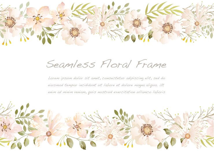 Aquarela sem costura moldura floral isolada em um branco