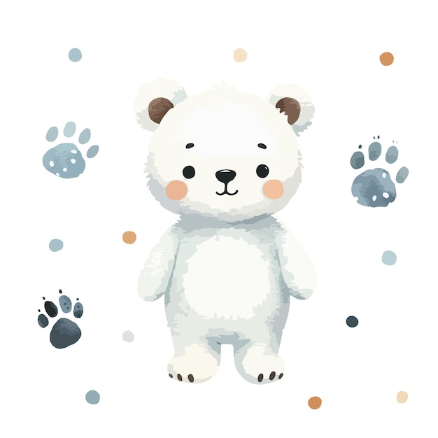 Aquarela urso bonito ilustração vetorial desenhada à mão