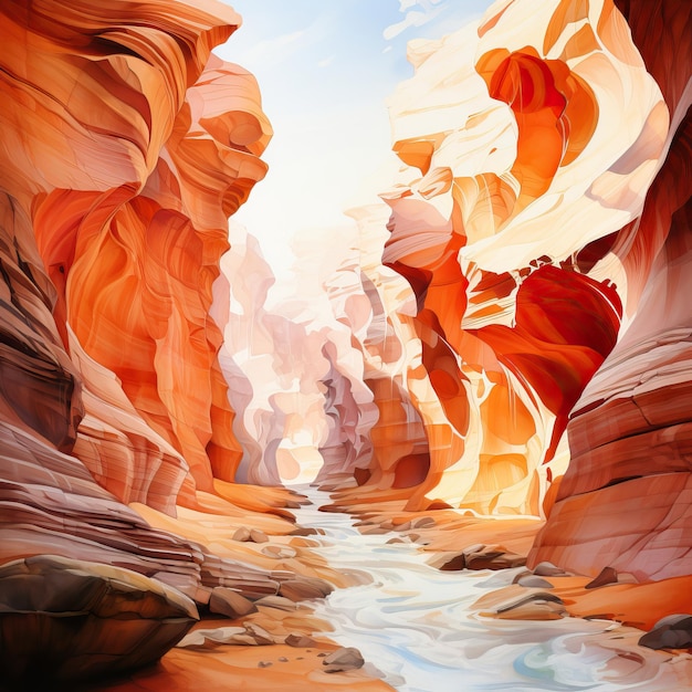 Vetor aquarela vector antelope canyon em fundo branco