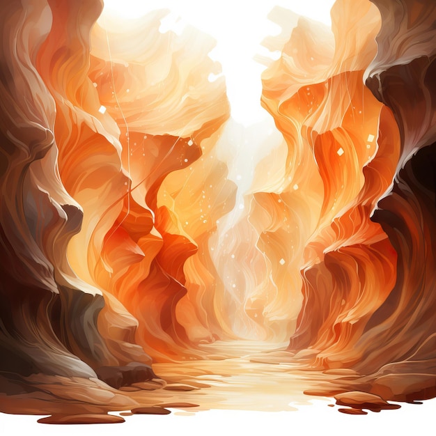 Vetor aquarela vector antelope canyon feixes de luz em ba branco