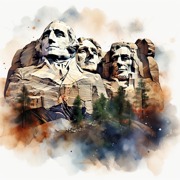 Vetor aquarela vector monte rushmore em fundo branco