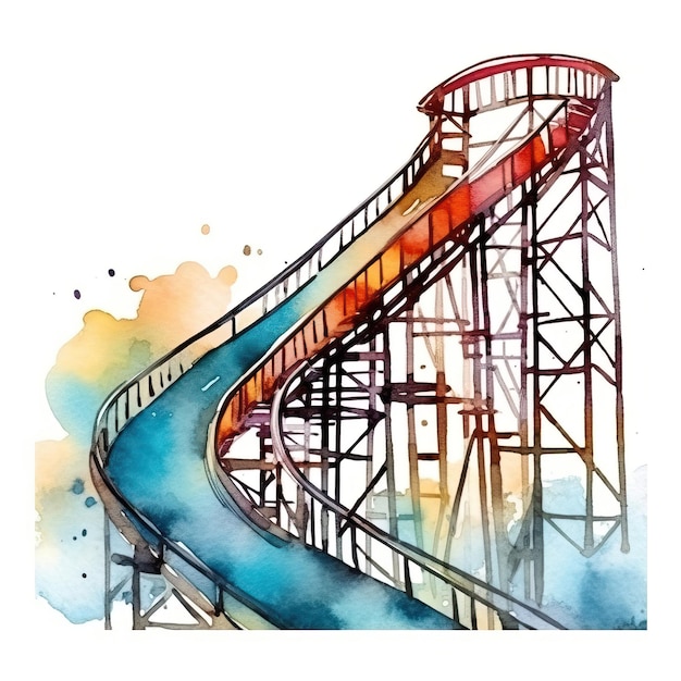 Vetor aquarela vector roller coaster em fundo branco