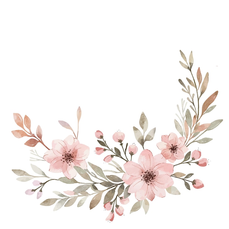 Vetor aquarela vetorial bandeira floral composição botânica rosa poeirenta para convites de casamento