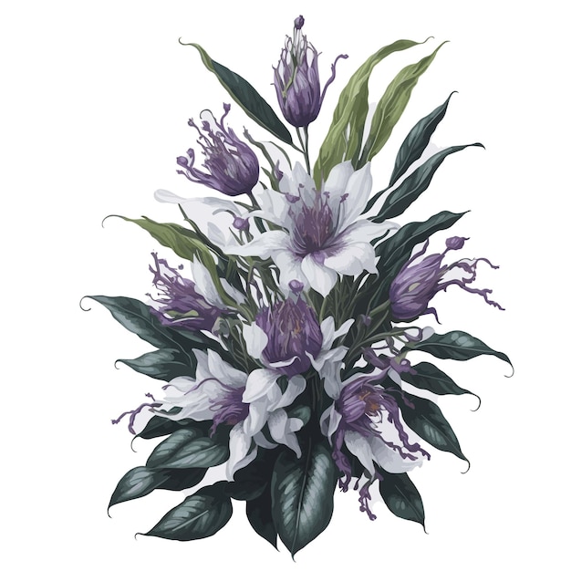 Vetor aquarela zygopetalum clipe floral bouquet vector