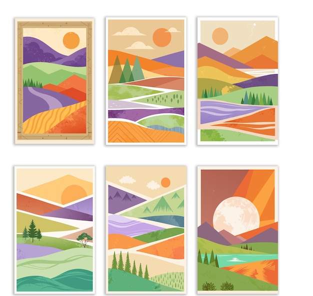Aquarelas Abstratas Desenhos de Paisagem para Projetos Criativos