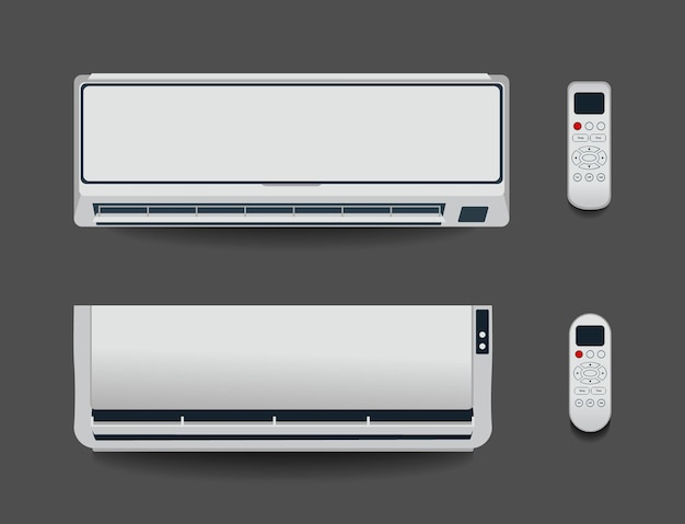 Ar condicionado branco isolado ventilação de aquecimento e ar condicionado ilustração vetorial em apartamento