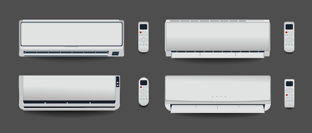 Ar condicionado branco isolado ventilação de aquecimento e ar condicionado ilustração vetorial em apartamento