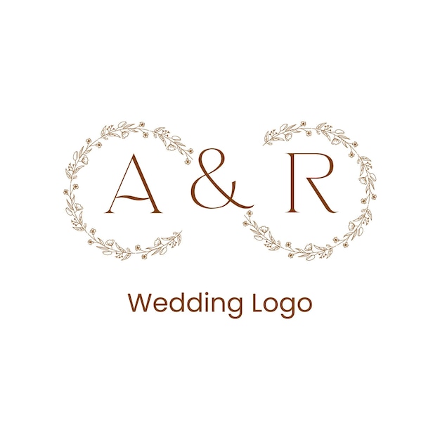 Vetor ar logotipo do casamento com um design floral