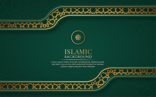 Árabe islâmico elegante verde e dourado fundo decorativo de luxo com padrão islâmico