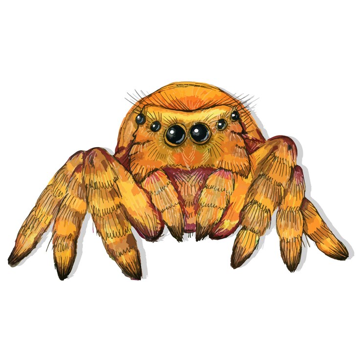 Vetor aranha desenhada de mão fofa, ilustração vetorial