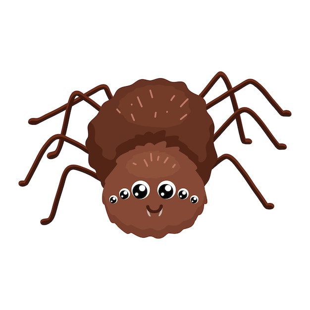 Vetor aranha engraçada e fofa ilustração de desenho animado infantil vetorial isolada em branco para festa de halloween