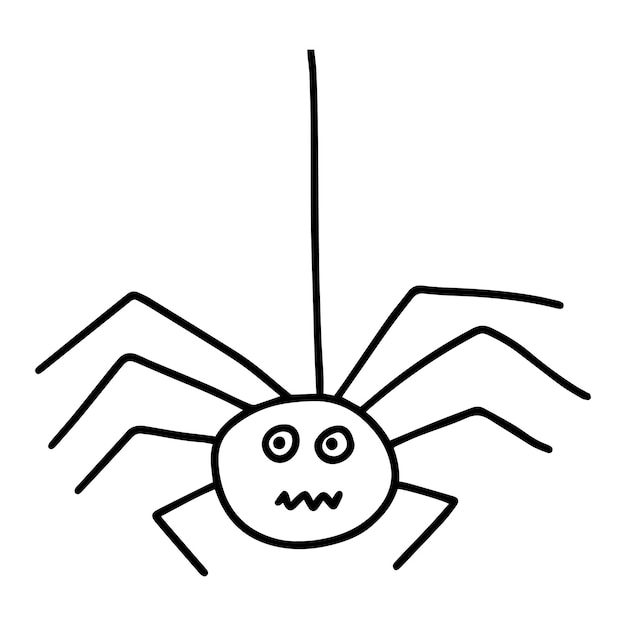 Vetor aranha pendurada na ilustração vetorial de rabiscos de teia de aranha
