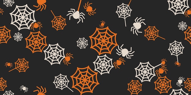 Aranhas de halloween e padrão sem emenda de teias