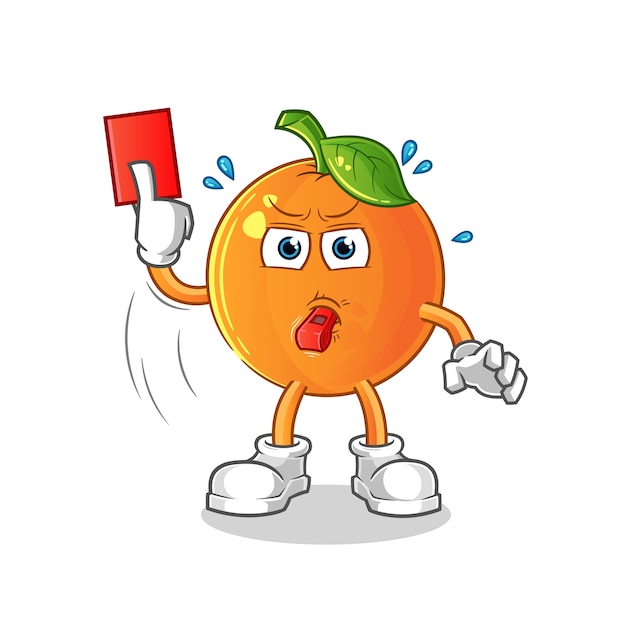 Árbitro laranja com ilustração de cartão vermelho personagem