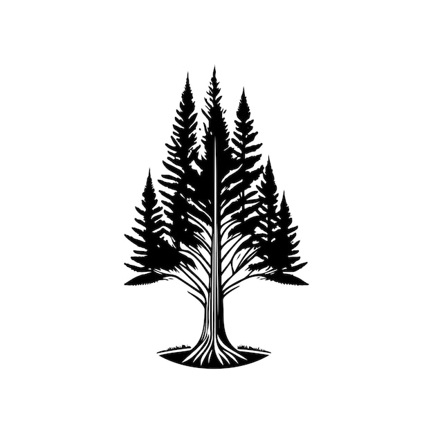 Vetor arborvitae icon desenho à mão cor preta dia da árvore logotipo vetor elemento e símbolo