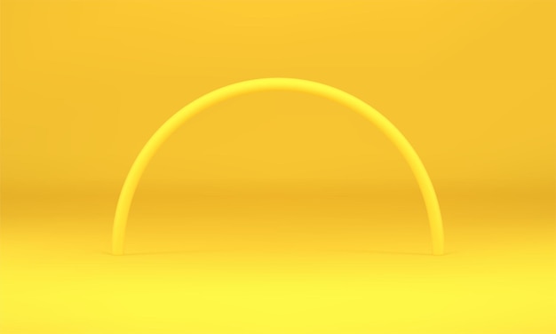 Arco amarelo 3d promoção exibição porta de entrada efeito construção minimalista vetor realista