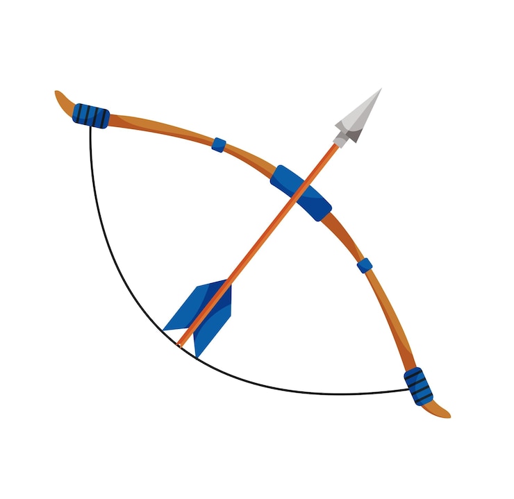 Vetor arco com ilustração vetorial isolada de flecha