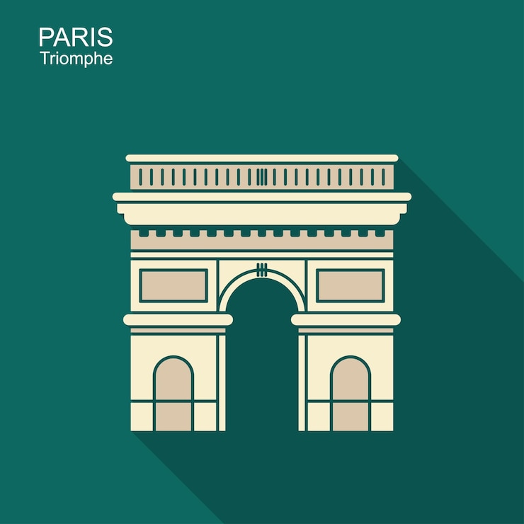 Vetor arco do triunfo paris frança viagem paris ícone