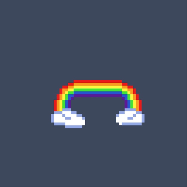 Arco-íris e nuvens em estilo pixel