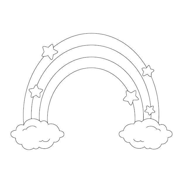 Arco-íris e nuvens página do livro para colorir para crianças