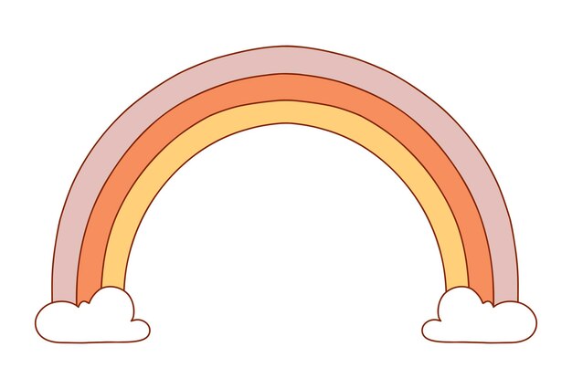 Arco-íris escandinavo com nuvens para decoração de parede de quarto infantil