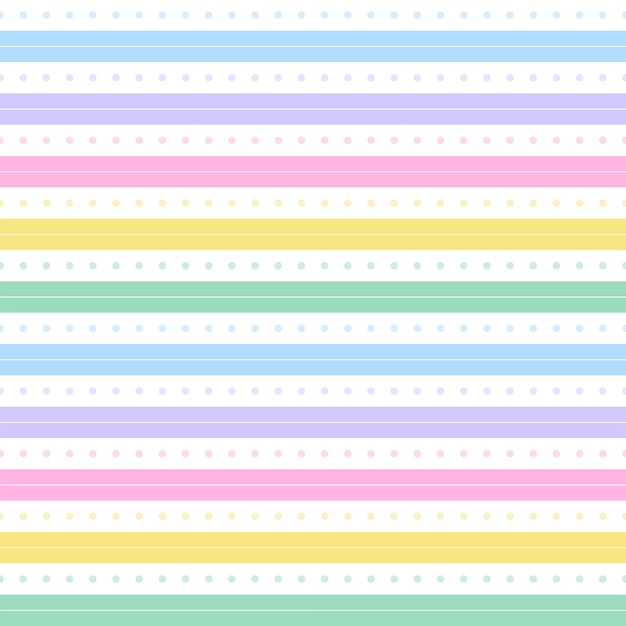 Arco-íris Pastel Stripe Horizontal Linha Dot Dash Linha Círculo Sem Costura Padrão Ilustração Vetorial