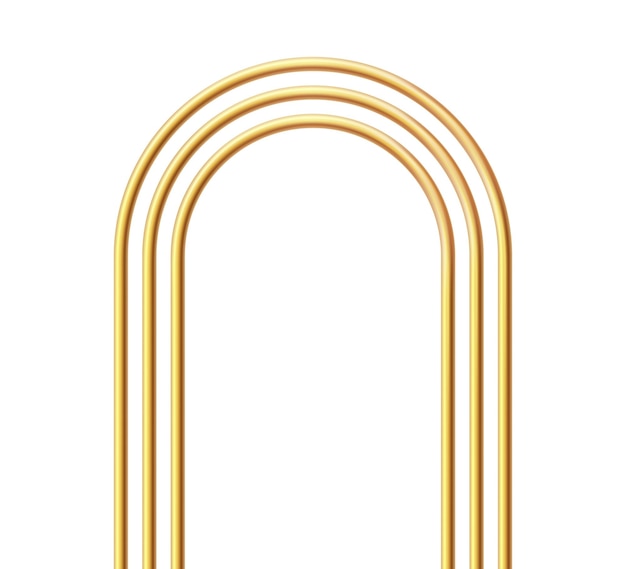 Vetor arco realista dourado moldura de arco 3d dourada porta brilhante elemento de design do portal em branco ilustração vetorial isolar no fundo branco