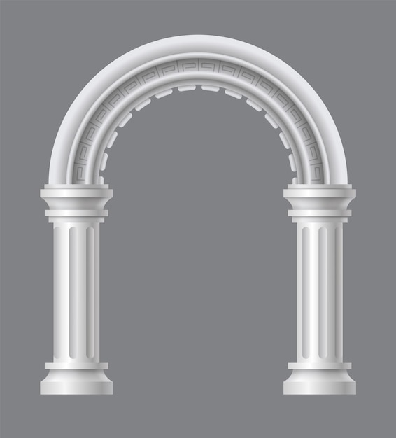 Arco romano antigo, arco arquitetônico de pedra ou mármore, portal, castelo grego ou fachada de edifício de luxo