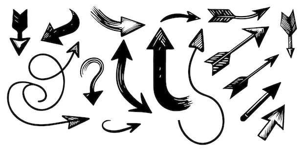 Vetor arcos curvos desenhados à mão, elementos de design de linhas rabiscadas, contorno de ilustração vetorial de rabiscos