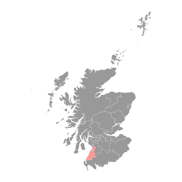 Vetor Área do conselho do mapa de south ayrshire da ilustração vetorial da escócia