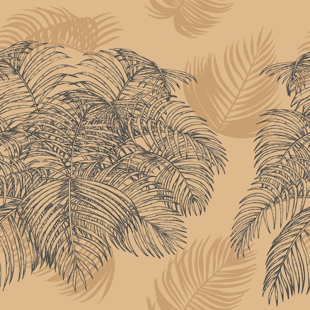 Areca palm seamless pattern by hand drawing